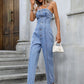 Spaghetti Strap Denim Overalls with Pockets