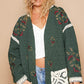 Embroidered Open Front Quilted Jacket with Crochet Pockets