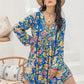 Printed V-Neck Balloon Sleeve Mini Dress