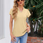 Notched Neck Puff Sleeve Blouse