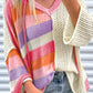 Openwork Color Block Hooded Sweater