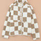 Checkered Snap Down Long Sleeve Jacket