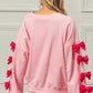 Velvet Ribbon Bows Long Sleeve Round Neck Sweatshirt