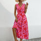 Tied Printed Surplice Tiered Dress