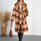 Tied Plaid Collared Neck Coat