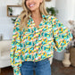 Printed Smocked Long Sleeve Blouse