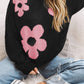 Round Neck Floral Pattern Long Sleeve Sweater