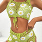 Flower Cutout Wide Strap Two-Piece Cover Up