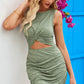 Cutout Round Neck Sleeveless Mini Dress