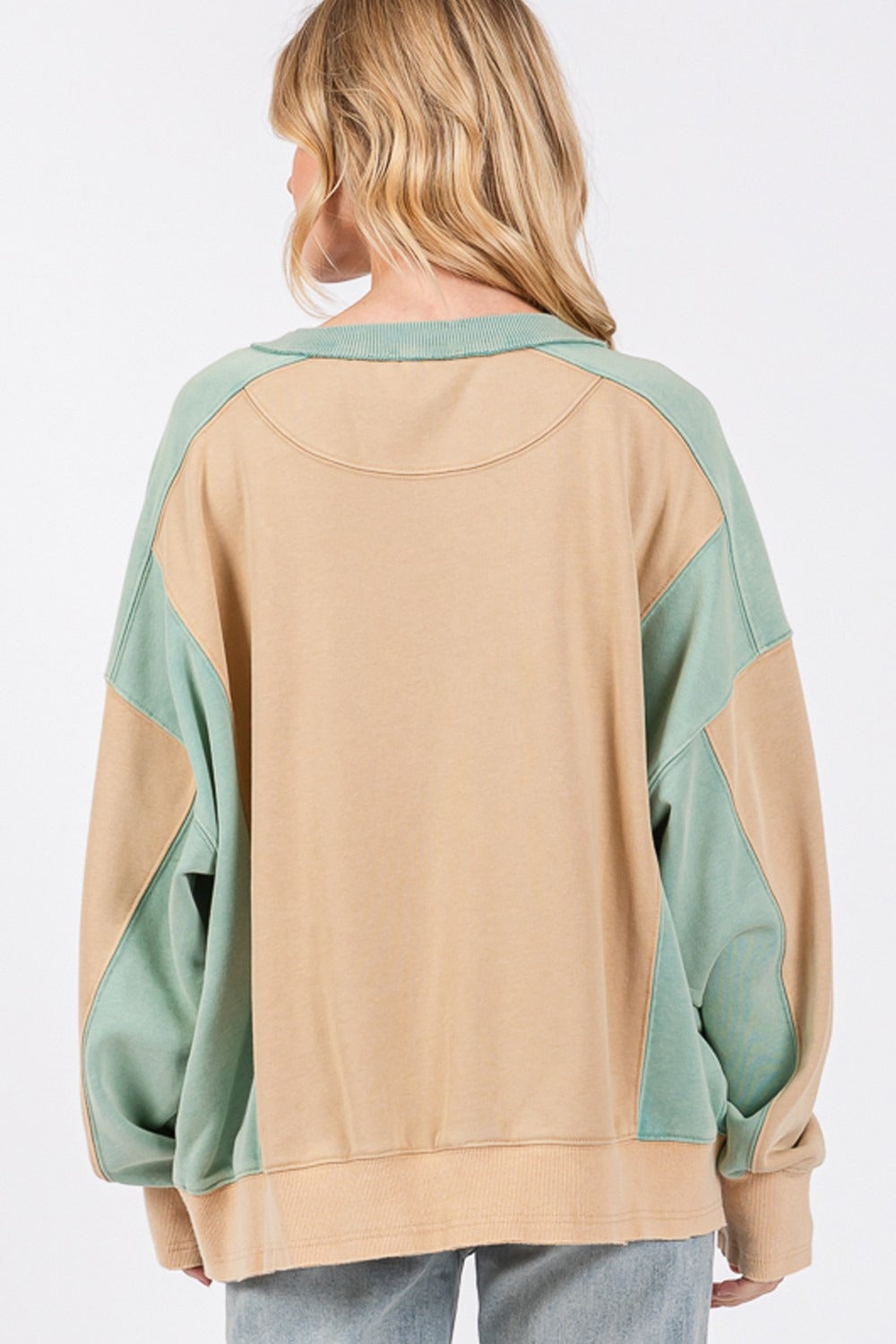 Color Block Round Neck Sweatshirt