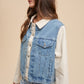 Collared Neck Double Placket Denim Jacket