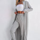 Open Front Long Sleeve Cardigan and Pants Lounge Set