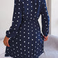 Polka Dot Tie Neck Pleated Dress