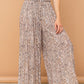 Printed Smocked Waist Slit Wide Leg Pants