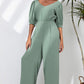 V-Neck Half Sleeve Jumpsuit