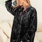 BiBi Button Up Long Sleeve Velvet Shirt