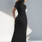 Built-In Shapewear Square Neck Short Sleeve Maxi Dress