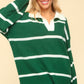 Collared Neck Striped Contrast Sweater