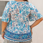 Plus Size Printed V-Neck Half Sleeve Blouse