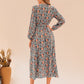 Full Size Printed Surplice Long Sleeve Dress