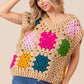 Granny Square Openwork Sweater Vest