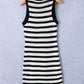 Openwork Striped Wide Strap Knit Dress