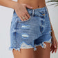 Distressed Raw Hem Denim Shorts