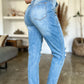 Judy Blue Distressed Straight Jeans with Patch Pockets