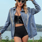 Studded Button Up Long Sleeve Denim Jacket