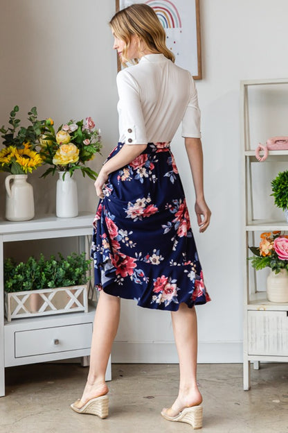Floral Wrap Ruffled Dress