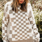 Checkered Round Neck Long Sleeve Sweater