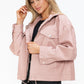 Drawstring Hem PU Leather Zip Up Jacket