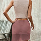 Button Up Sleeveless Top and Drawstring Skirt Set