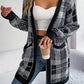 Plaid Open Front Long Sleeve Cardigan