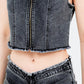 American Bazi Zip Up Washed Crop Denim Vest