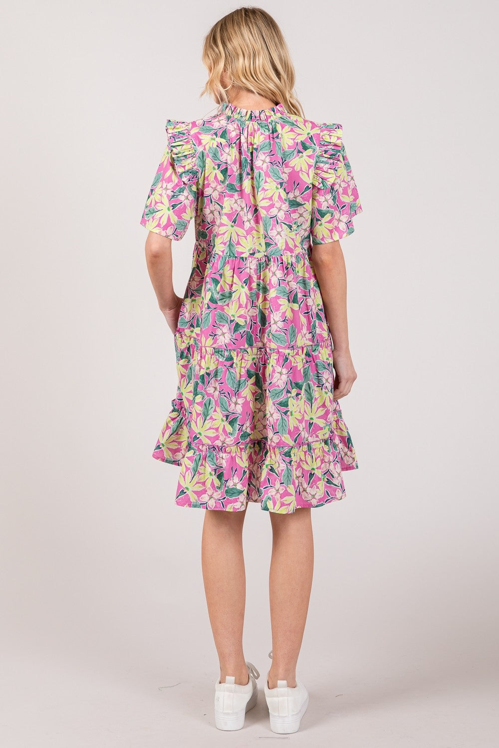 Floral Ruffle Short Sleeve Dress