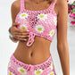 Flower Cutout Wide Strap Two-Piece Cover Up