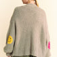 Fuzzy Smile Open Front Long Sleeve Cardigan