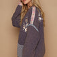 Embroidered Open Front Long Sleeve Jacket