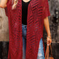 Openwork Open Front Cardigan with Fringes