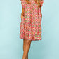Ruffled Printed Dress with Side Pockets