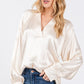 SAGE + FIG Notched Long Sleeve Blouse