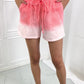 Zenana In The Zone Full Size Dip Dye High Waisted Shorts in Coral