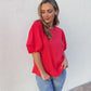 Petal Dew Sweet Innocence Full Size Puff Short Sleeve Top In Tomato