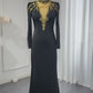 Beaded High Neck Long Sleeve Floor Length Dress