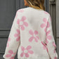 Floral Print Round Neck Dropped Shoulder Pullover Sweater