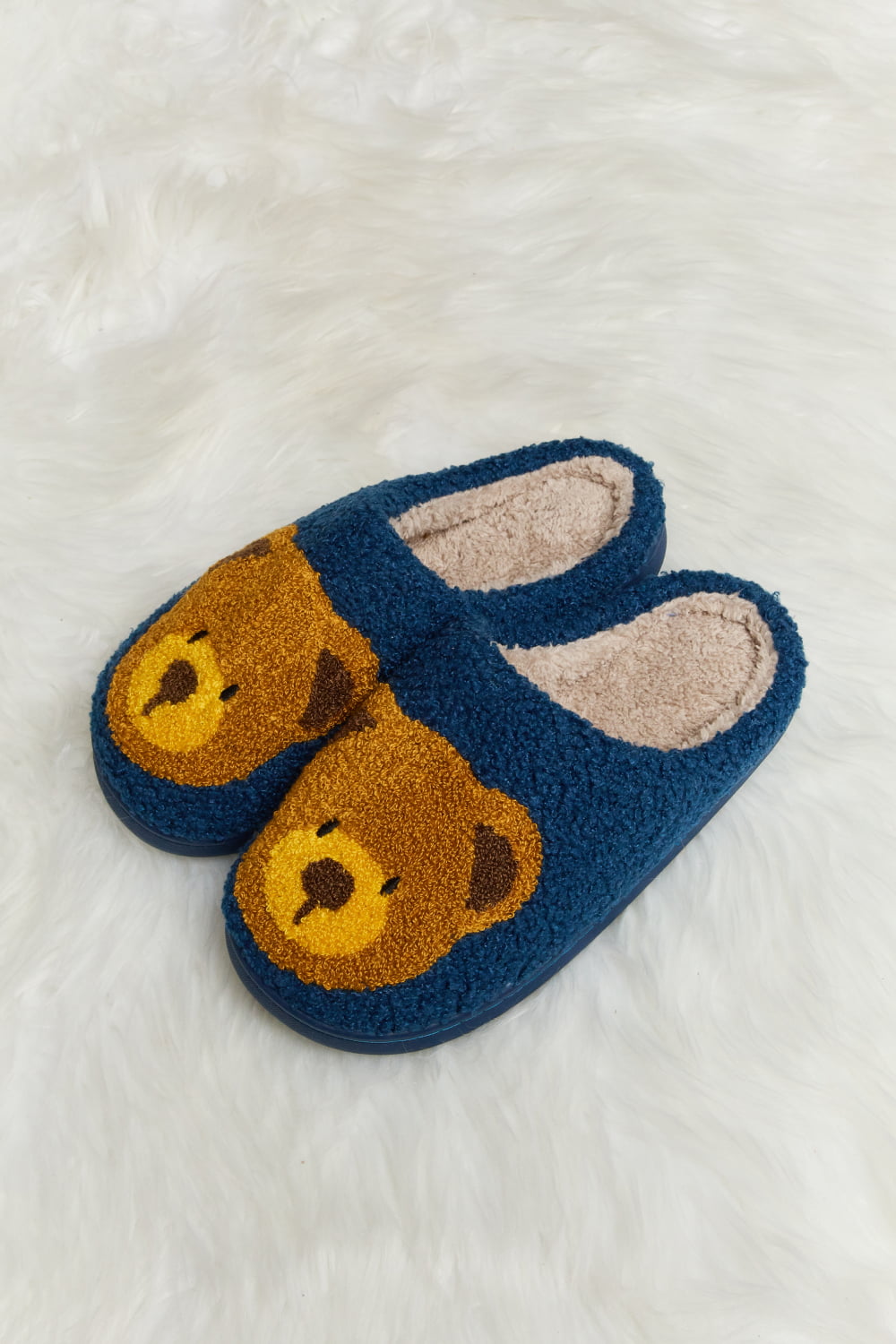 Teddy Bear Print Plush Slide Slippers