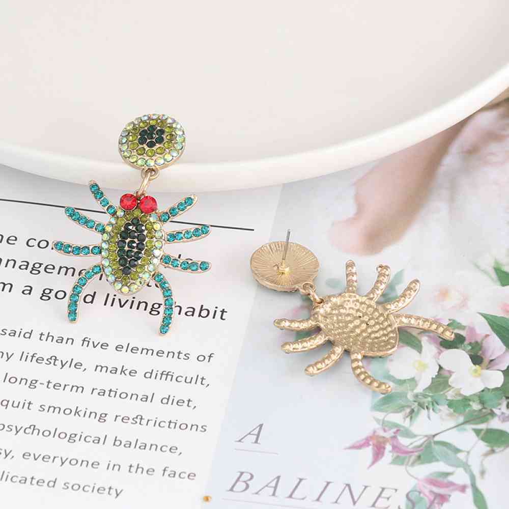 Spider Rhinestone Alloy Earrings