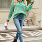 Striped Collared Neck Buttoned Pullover Sweater