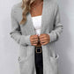 Rib-Knit Open Front Pocketed Cardigan